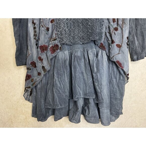 Tunic Top Lagenlook Mix Media Embroidered Boho Hippie Fairy Witchy Grunge MEDIUM - Picture 5 of 12